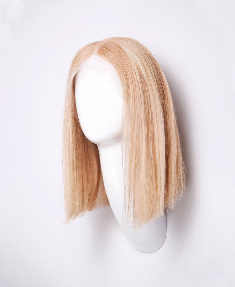 long bob human wig - 12" blonde highlights.