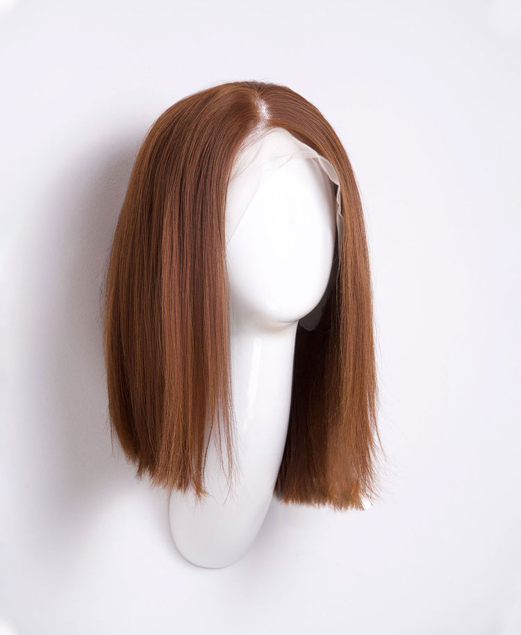 long bob human wig - 12" medium brown.