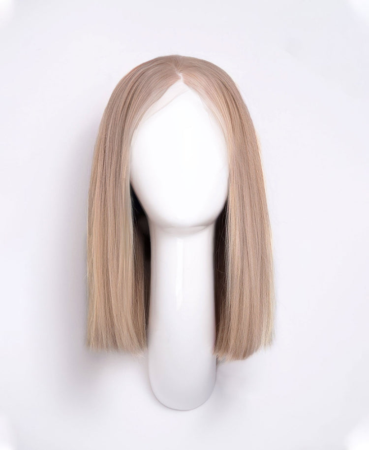 long bob human wig - 12" ash blonde.