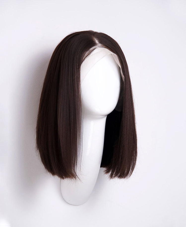long bob human wig - 12" natural black.