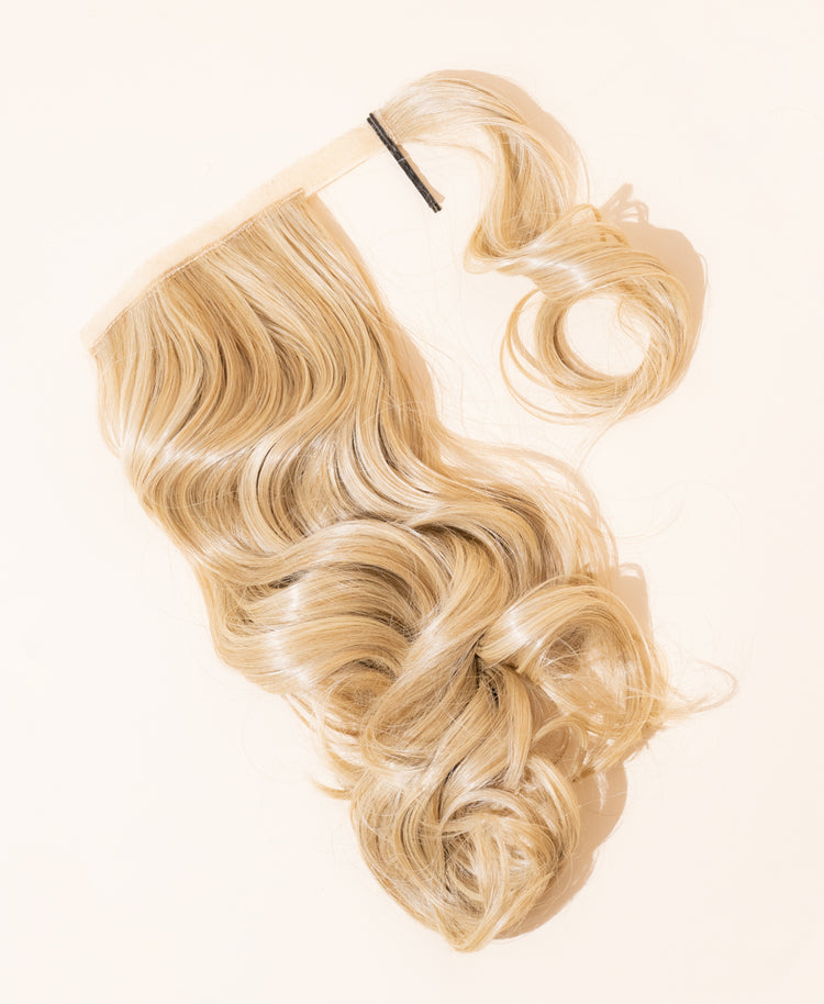vegan fiber bouncy ponytail - blonde highlights 18".