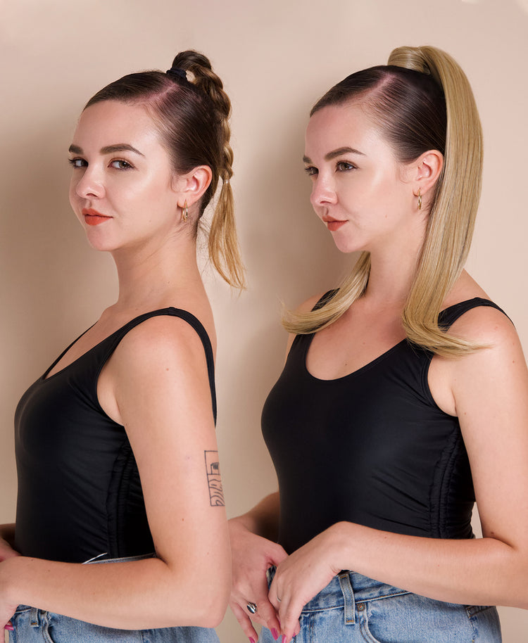 flipped ends ponytail - honey blonde 17".