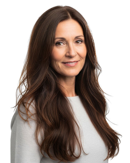remy mono hair topper 18" medium brown.