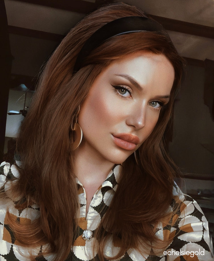 front lace human wig - 14" light brown.