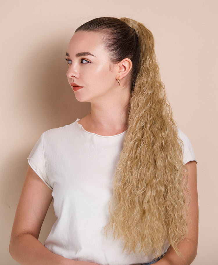 long wavy ponytail - honey blonde 26".