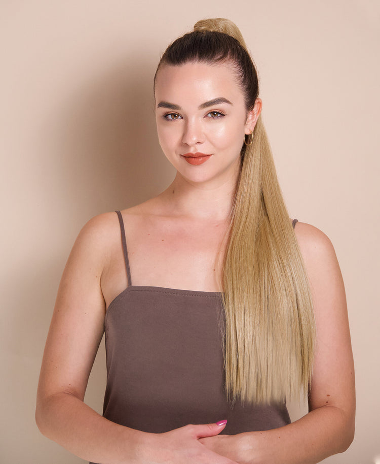 long straight ponytail - honey blonde 26".