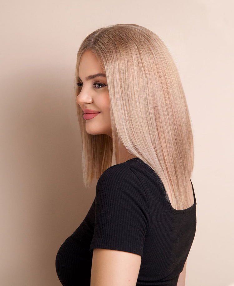 long bob human wig - 12" ash blonde.