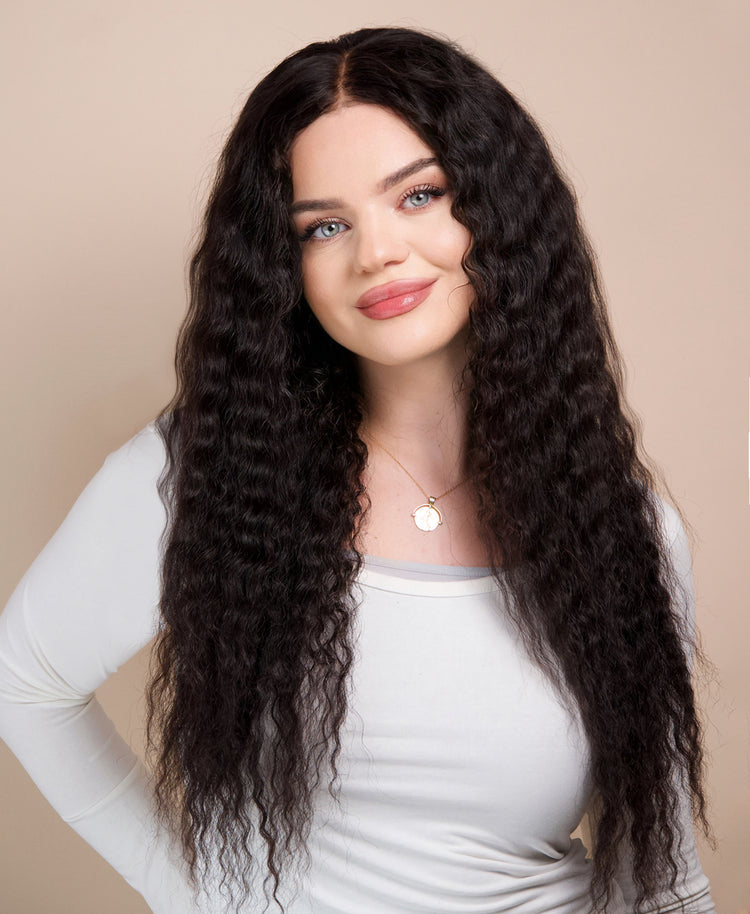 wavy human wig - 22” natural black.