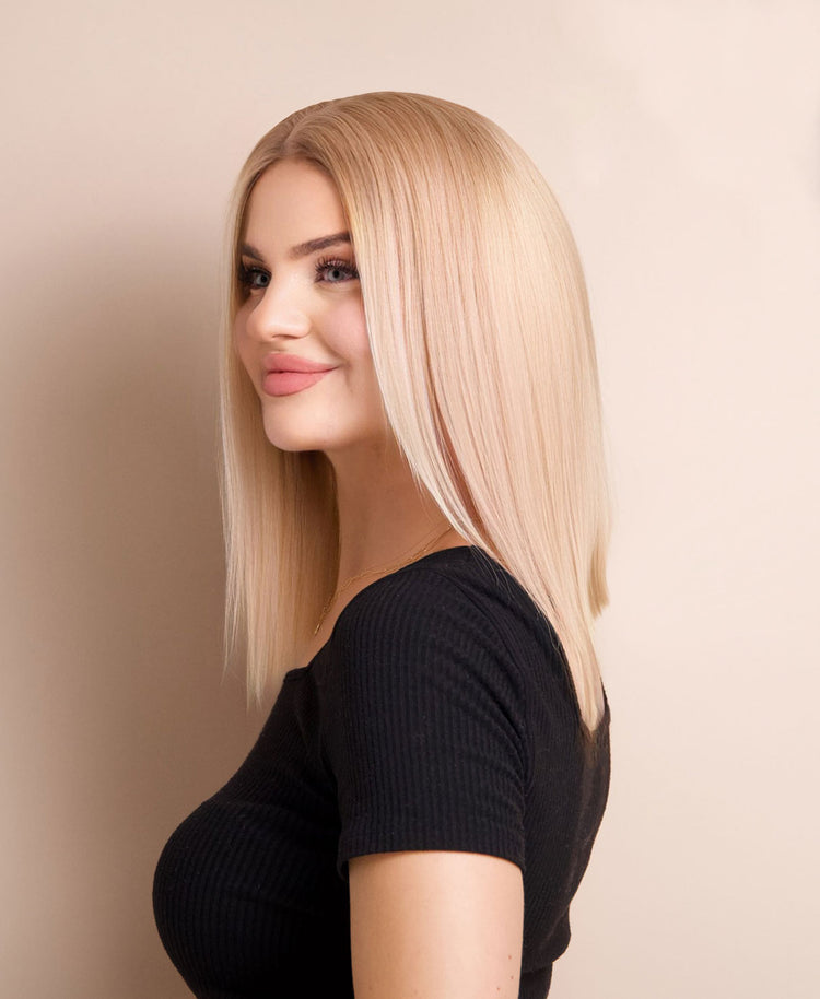 long bob human wig - 12" honey blonde.