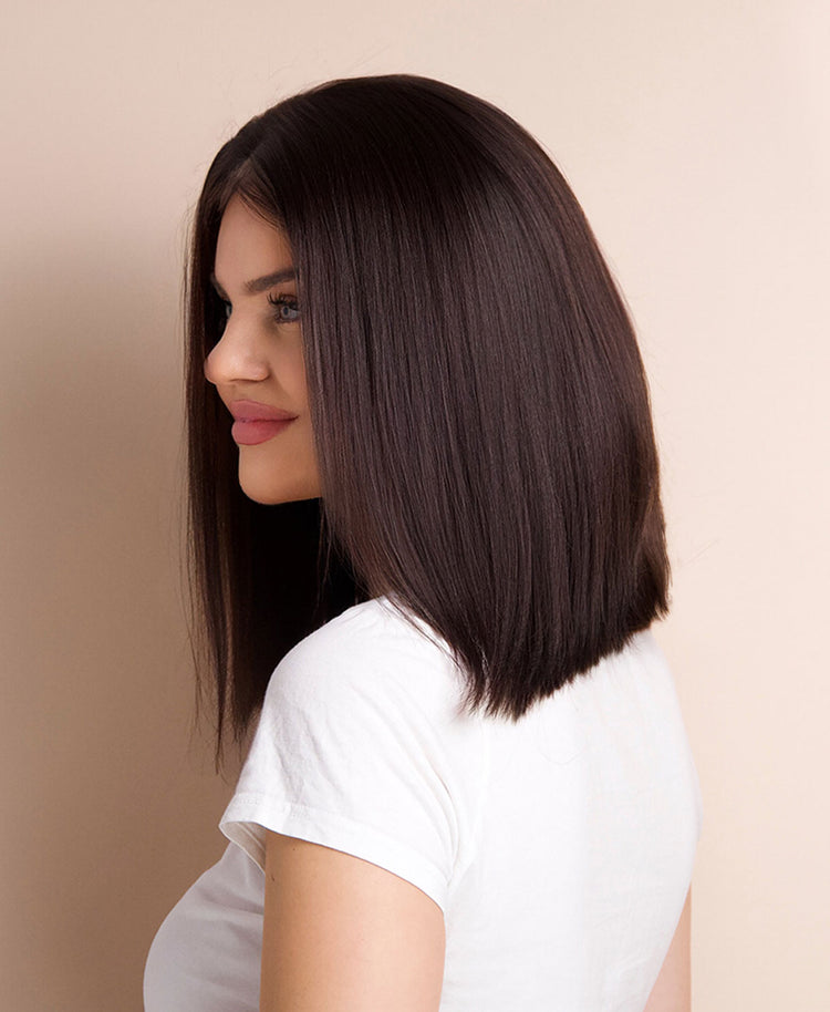 long bob human wig - 12" natural black.