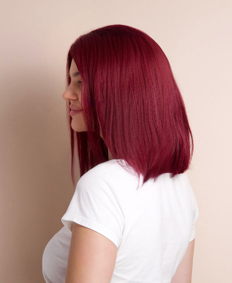 long bob human wig - 12" cherry red.