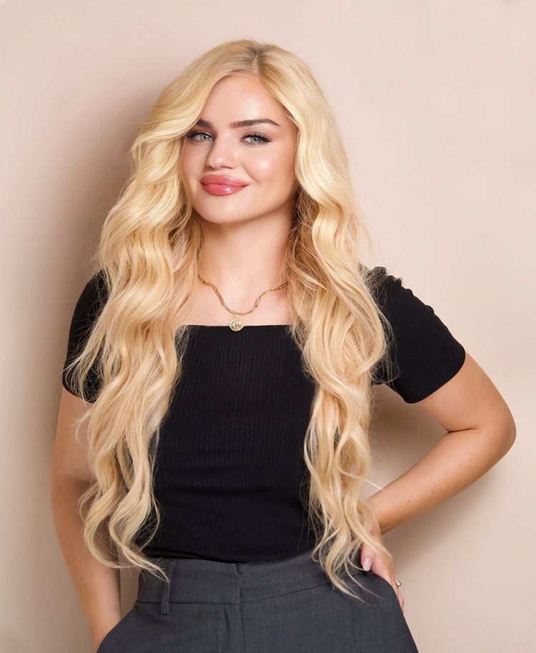 front lace human wig - 24" honey blonde.