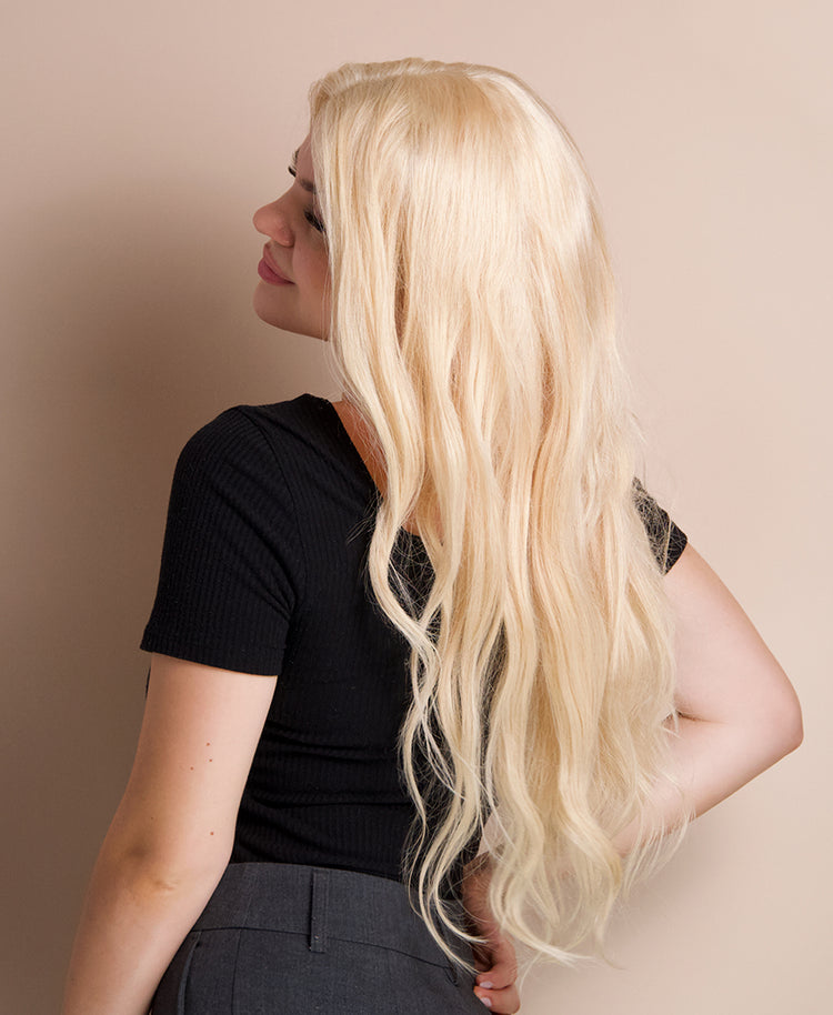 front lace human wig - 20" platinum blonde.