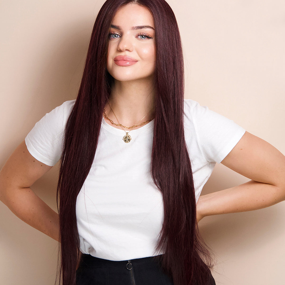 Red wine Wig vibrant layers 2020 Red Wine, Burgundy, Bangs, Layered, Bombshell Wig, Wavy Wig  main image 2