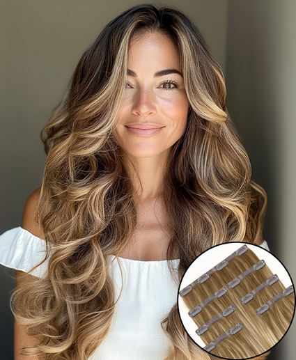 woman wearing extensions, close-up of extensions