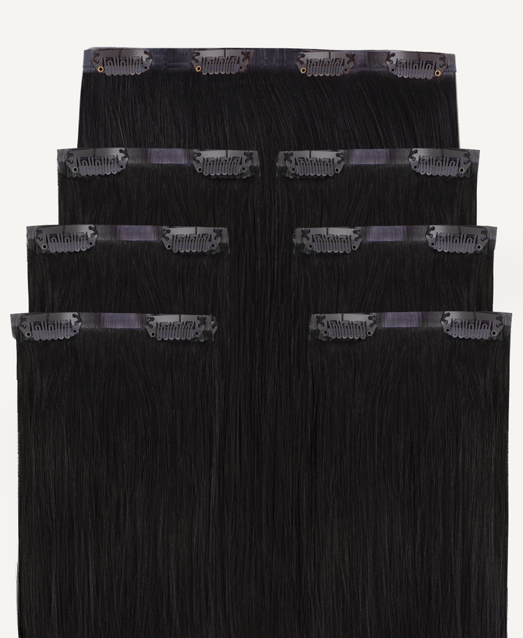 invisible clip-in hair extensions #1b natural black.