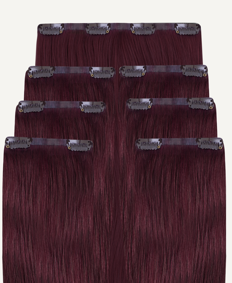 invisible clip-in hair extensions #99J cherry red.