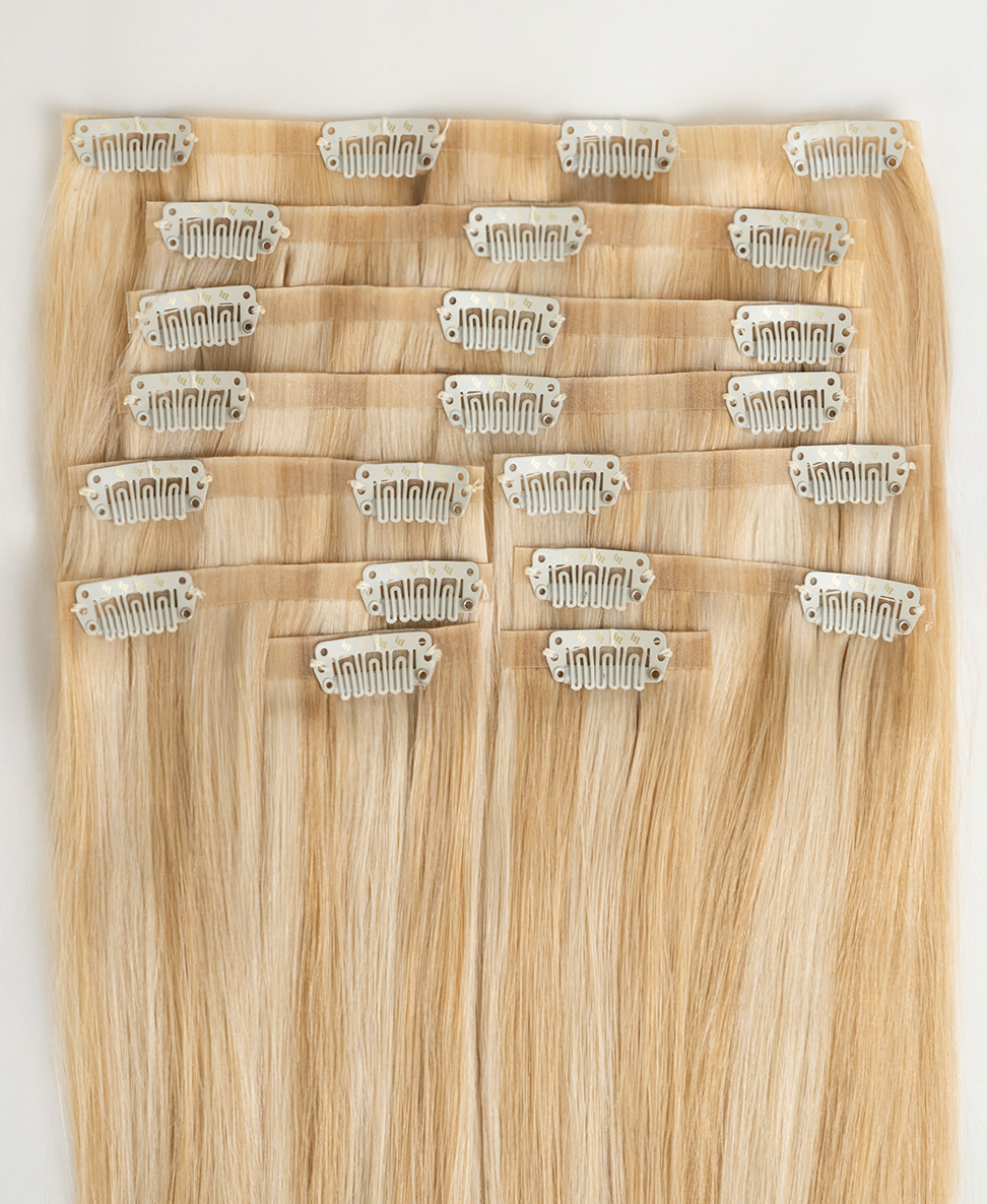 blonde invisible clip in hair extensions