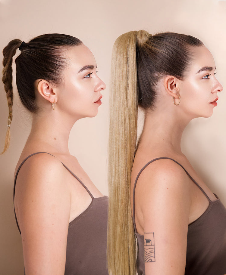 long straight ponytail - honey blonde 26".
