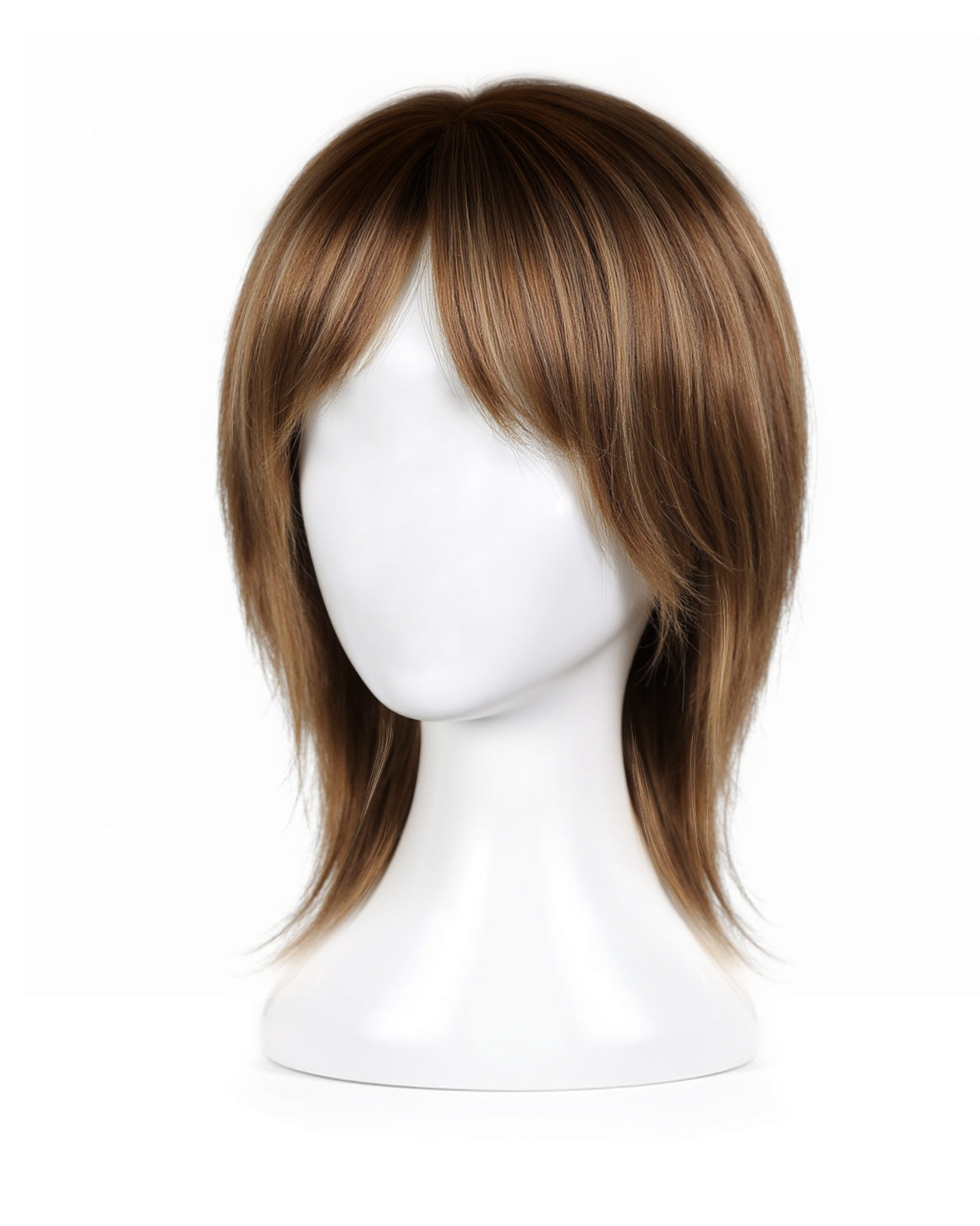 hair topper with bangs 12" brown balayage.