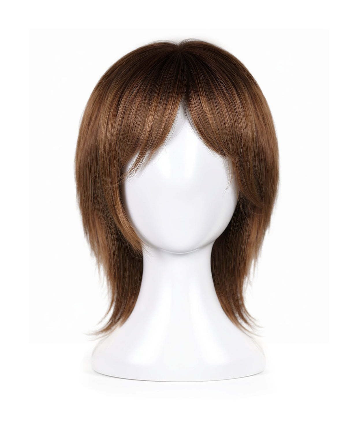 hair topper with bangs 12" rooted brown.