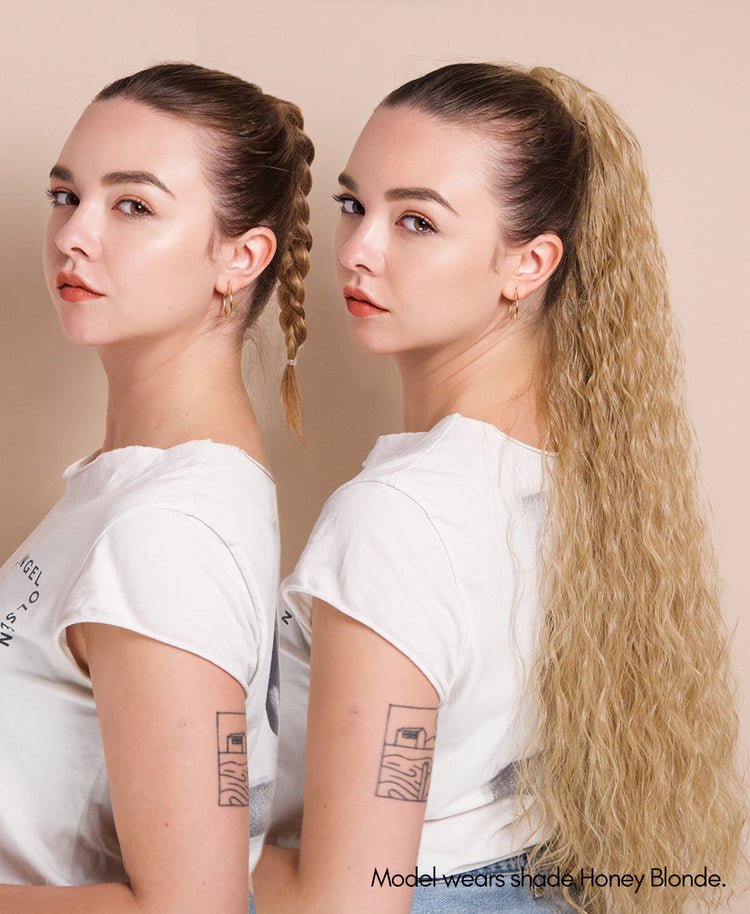 vegan fiber long wavy ponytail - platinum blonde 26".
