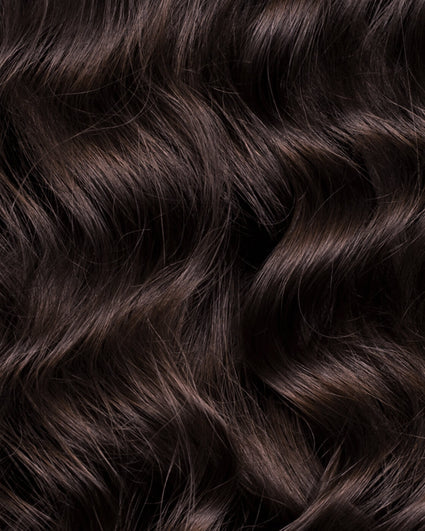curly invisible tape-in hair extensions chocolate brown.