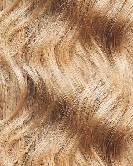 curly invisible tape-in hair extensions medium blonde.