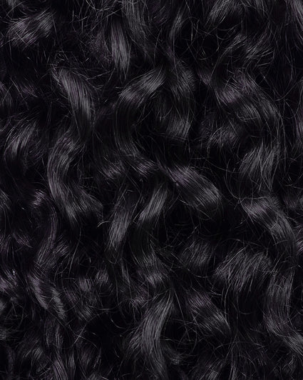 curly (3A curls) clip-in extensions jet black.