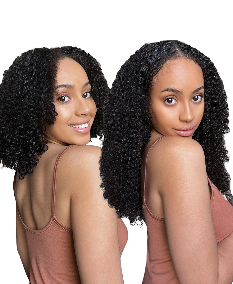 kinky (4A curls) clip-in extensions #1b natural black.