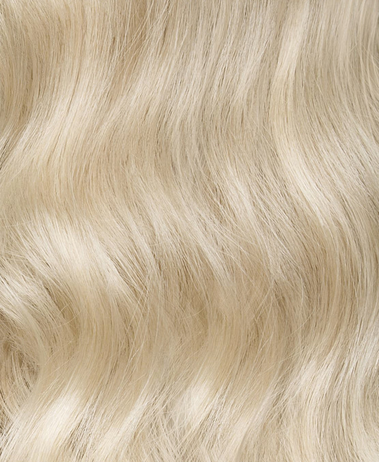 half up/half down #60 platinum blonde.