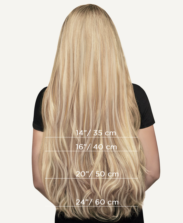 invisible clip-in hair extensions #14-613 blonde highlights.
