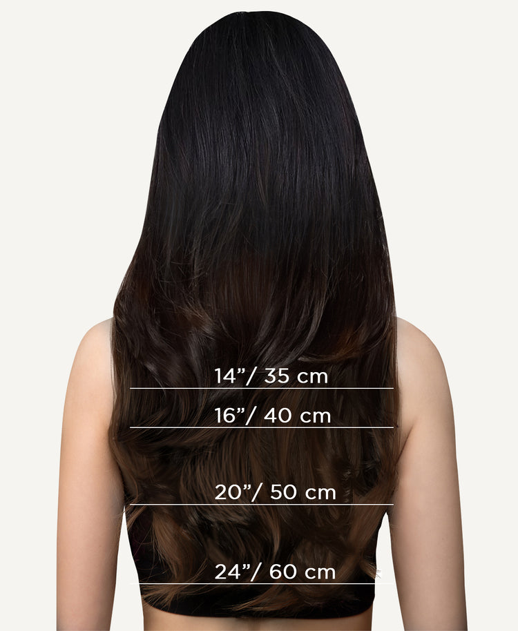 invisible clip-in hair extensions #1b-2-4 dark ombre.