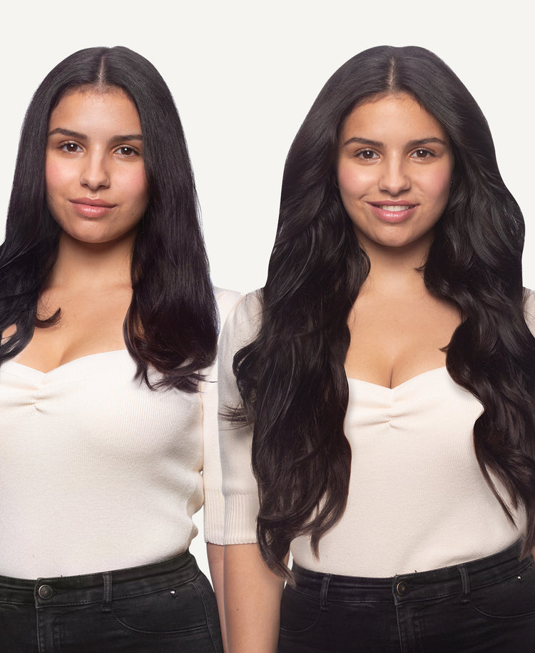 invisible clip-in hair extensions #1b natural black.