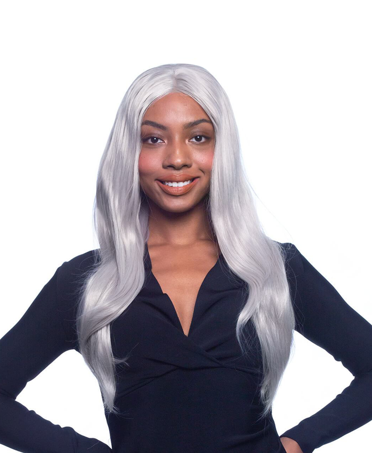 silver wig 22".