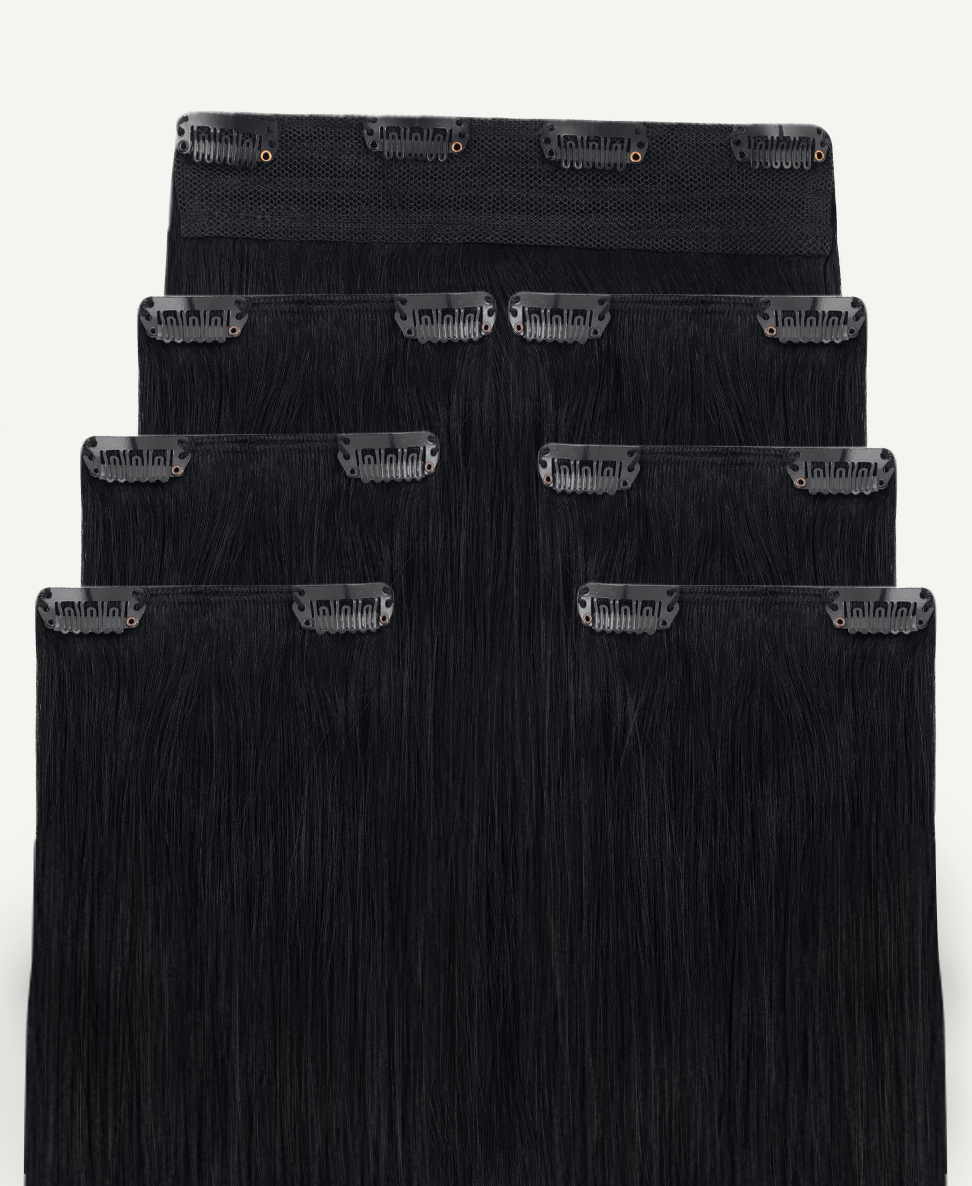 jet black clip in hair extensions