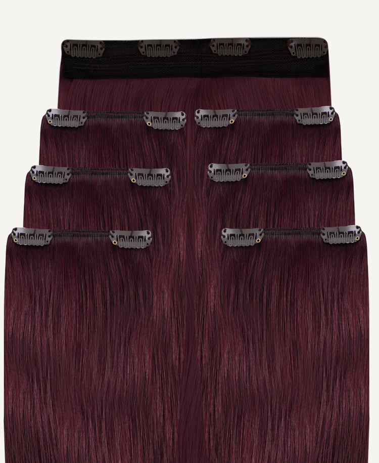 clip-in hair extensions #99J cherry red.