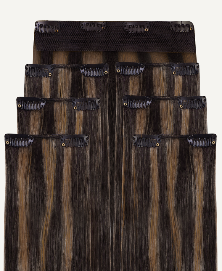 clip-in hair extensions #1b-6 dark highlights.