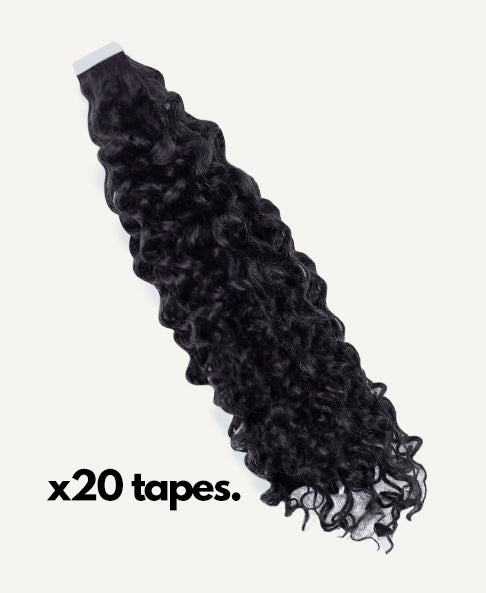 curly tape-in hair extensions #1 jet black.