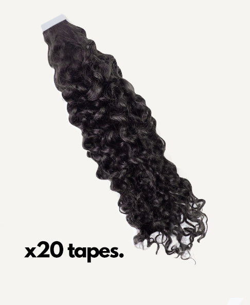 curly tape-in hair extensions #1b natural black.