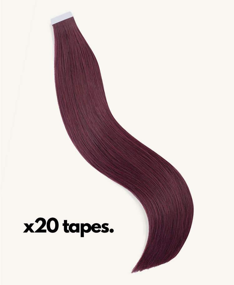 tape-in hair extensions #99J cherry red.