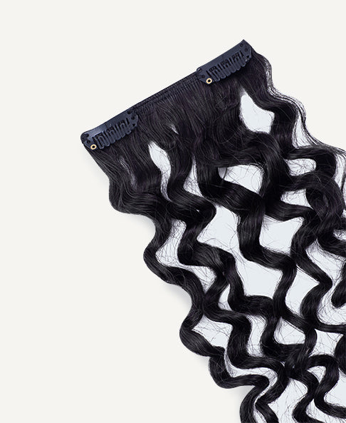 curly (3A curls) clip-in extensions #1 jet black.