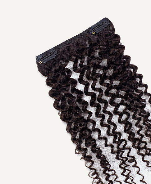 kinky (4A curls) clip-in extensions #2 chocolate brown.
