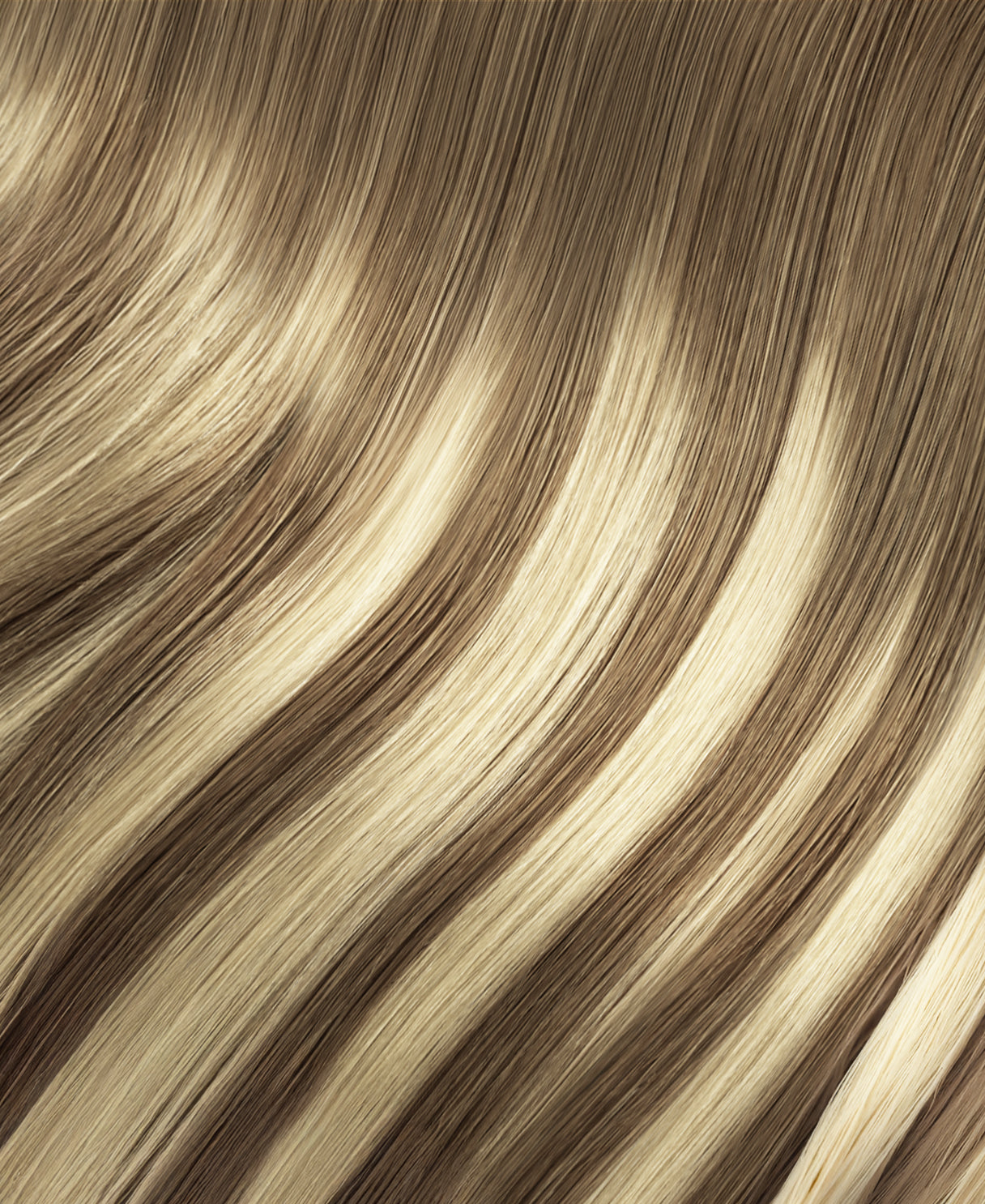 clip-in hair extensions rooted beige highlights.