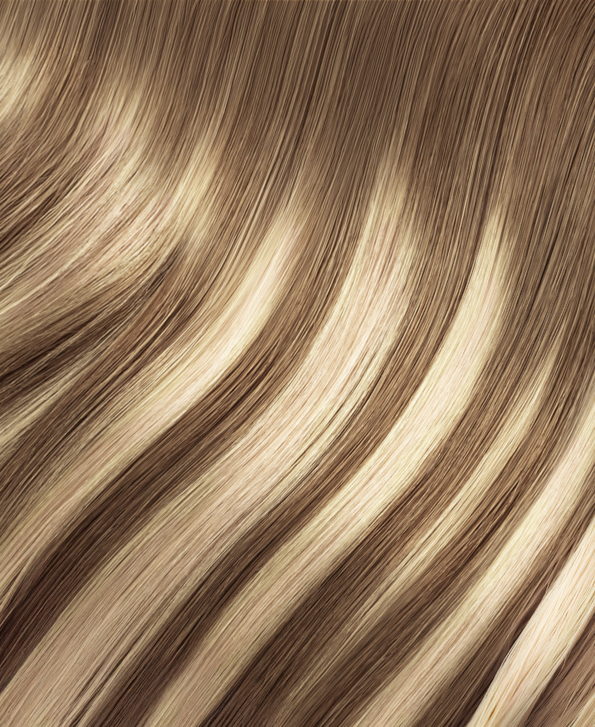 clip-in hair extensions rooted beige highlights.