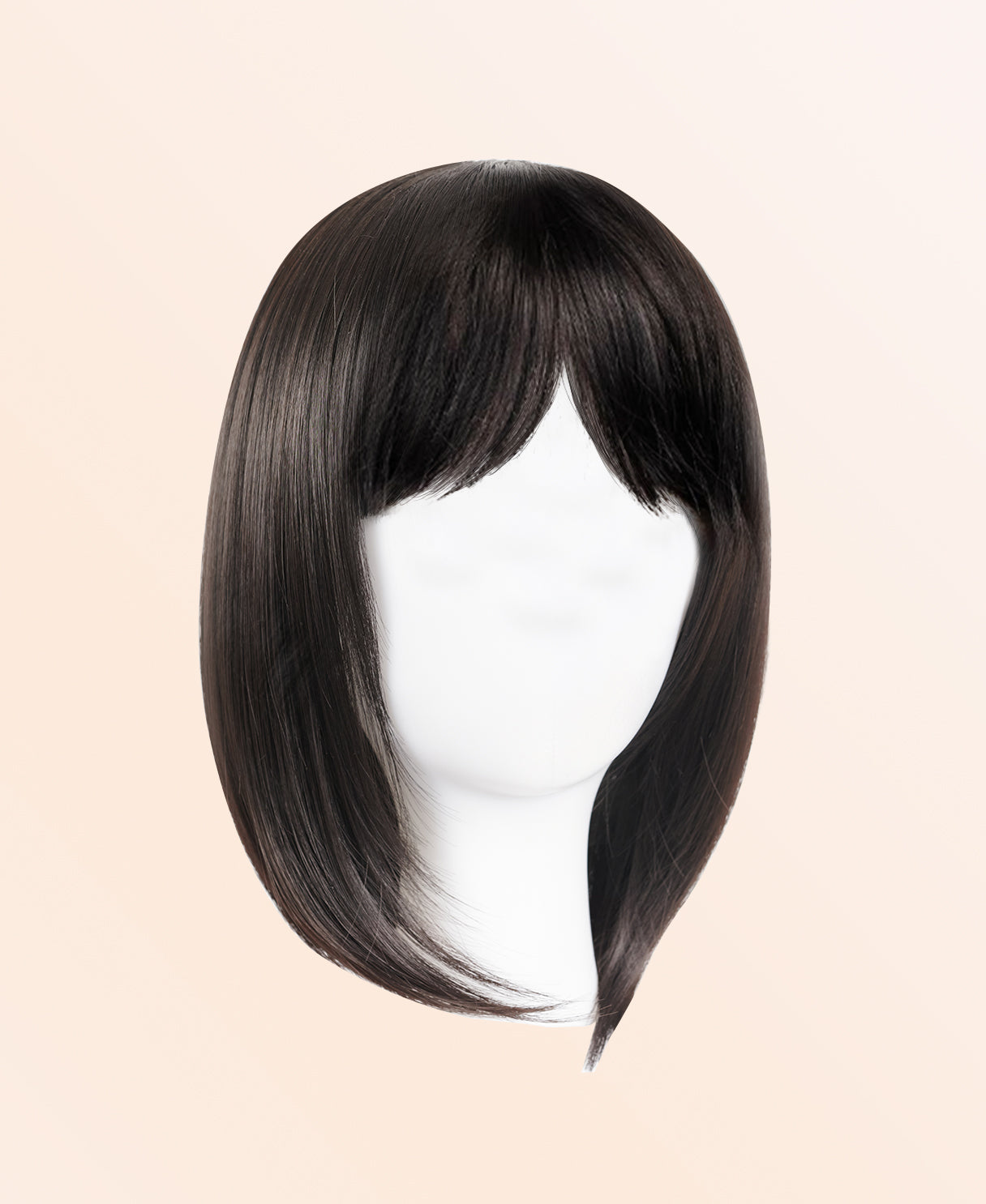hair topper with bangs 12" dark brown.