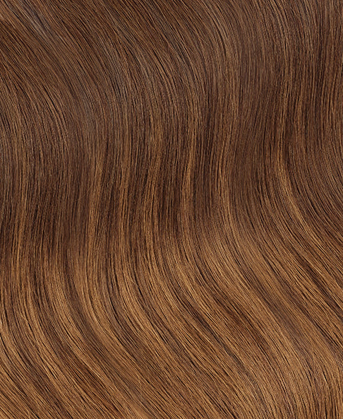 invisible clip-in hair extensions caramel balayage.
