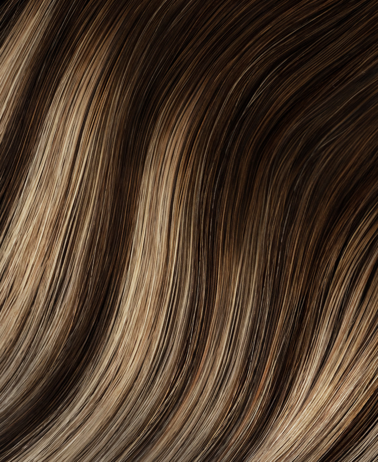 tape-in hair extensions ash brown balayage.