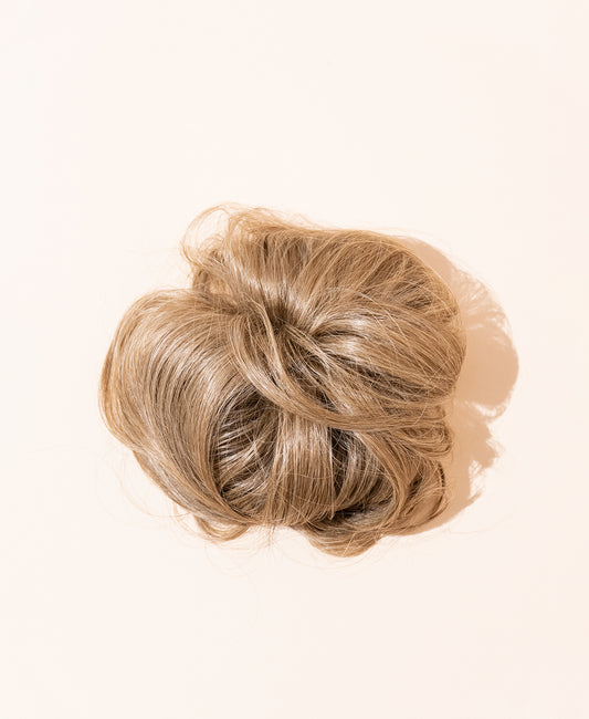 messy bun - ash blonde.