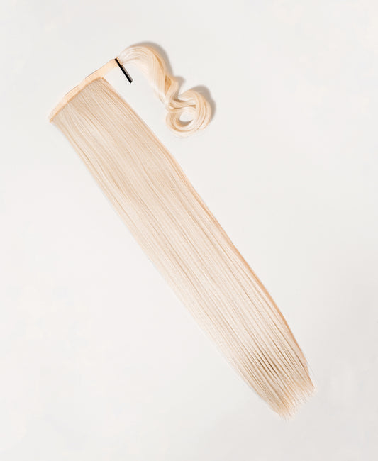 vegan fiber long straight ponytail - platinum blonde 26".